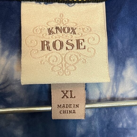 Knox Rose Women Beachy Boho Chic Crochet Detail Tie Dye Popover Shirt XL Blue - Picture 5 of 8